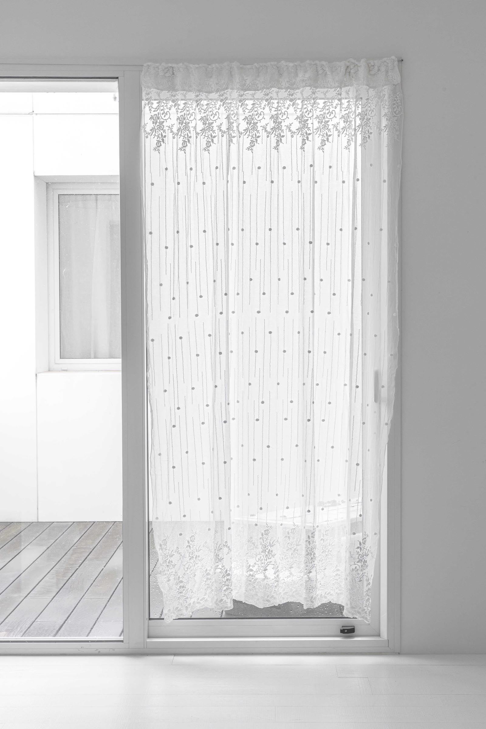 Arte Pura Tenda in tulle di cotone ricamata - All White