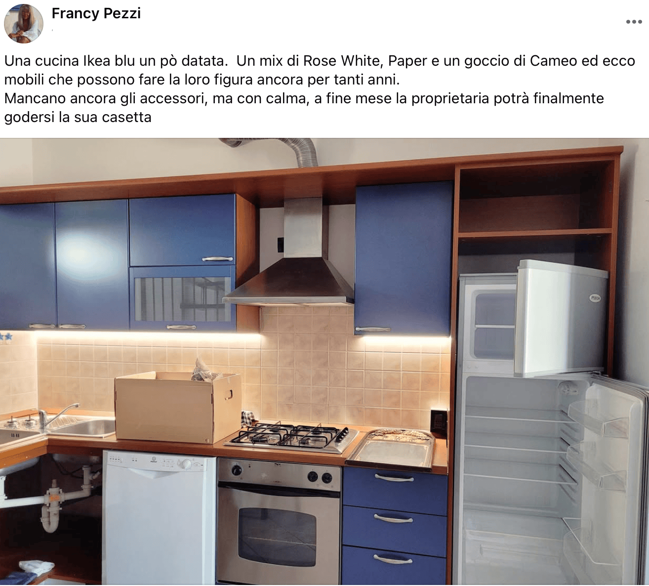 Cucina da blu a bianca prima