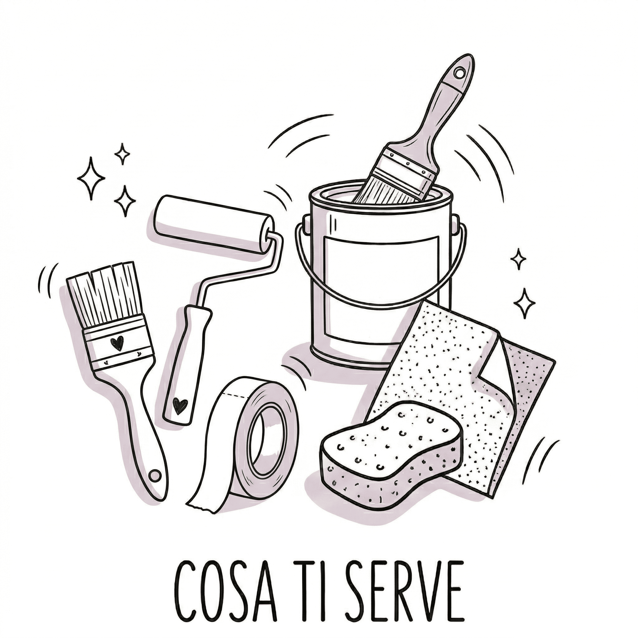 Pennello, vernice e materiali per rinnovare l'arredamento in stile all white. Ideale per creare ambi.