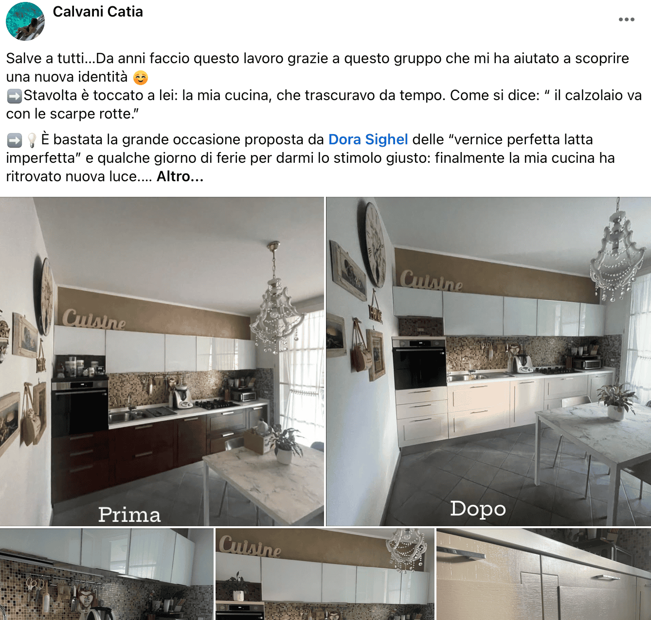 Prima e dopo da una cucina scura a bianca Pannello di cucina moderna bianca con dettagli eleganti e illuminazione naturale.