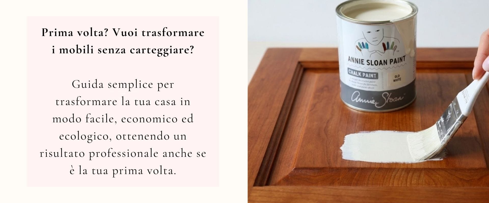 guida rapida per dipingere un mobile senza carteggiare Lavagna bianca con vernice Annie Sloan Chalk Paint e pennello, stile moderno e minimalista.