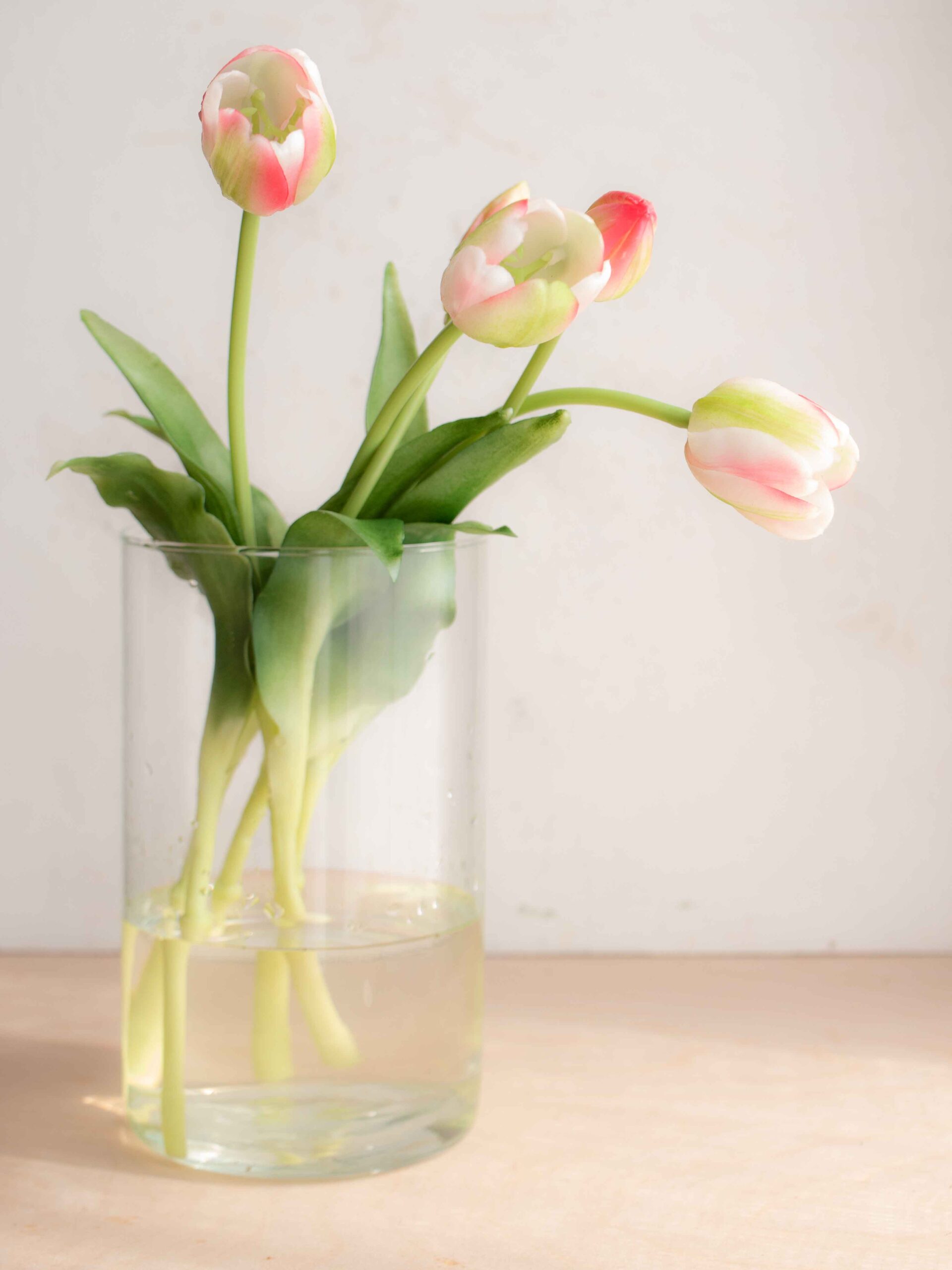 Bouquet tulipani real touch rosa screziato