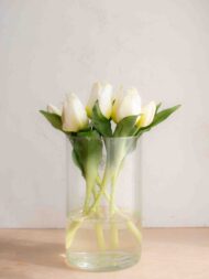Bouquet tulipani real touch bianco corto